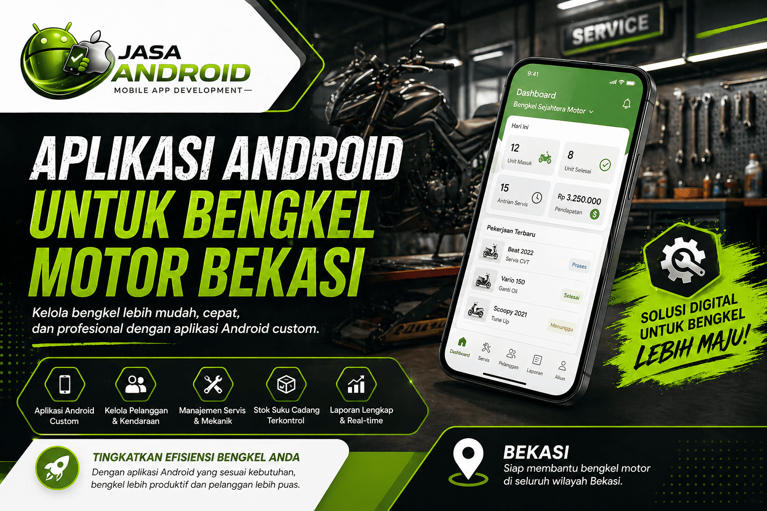 Aplikasi Android untuk Bengkel Motor Bekasi: Solusi Digital untuk Meningkatkan Layanan dan Omzet Bengkel